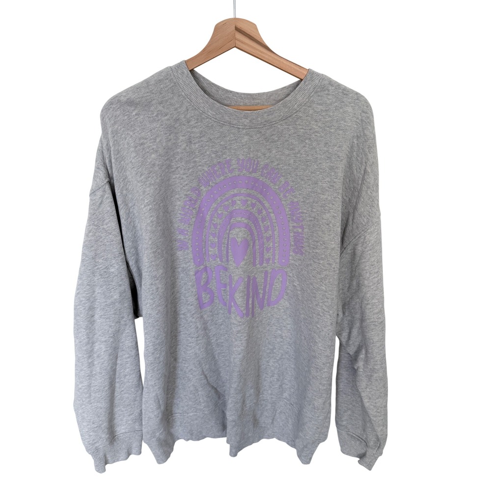Universal Thread Be Kind Rainbow Graphic Sweatshirt Gray Purple Large